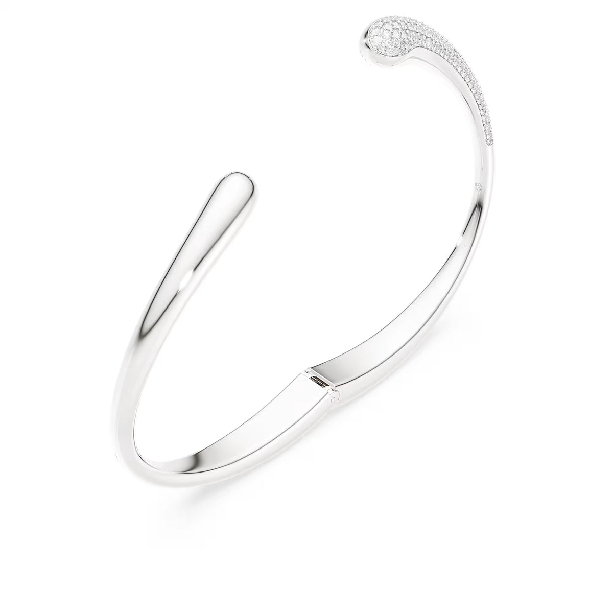 Swarovski Classica bangle, Intertwining, Round cut, White, Sterling silver
