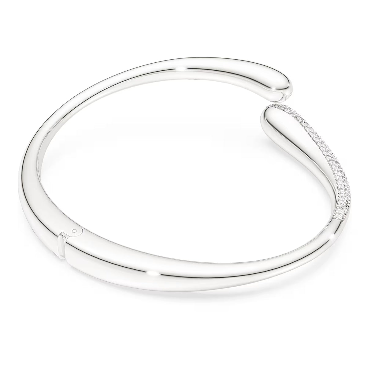 Swarovski Classica bangle, Intertwining, Round cut, White, Sterling silver