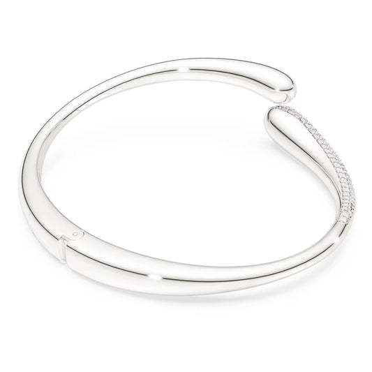 Swarovski Classica bangle, Intertwining, Round cut, White, Sterling silver