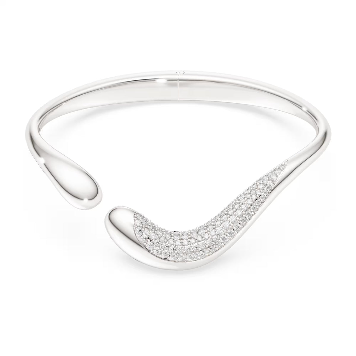 Swarovski Classica bangle, Open, Round cut, White, Sterling silver