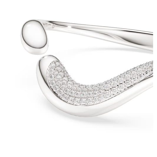 Swarovski Classica bangle, Open, Round cut, White, Sterling silver