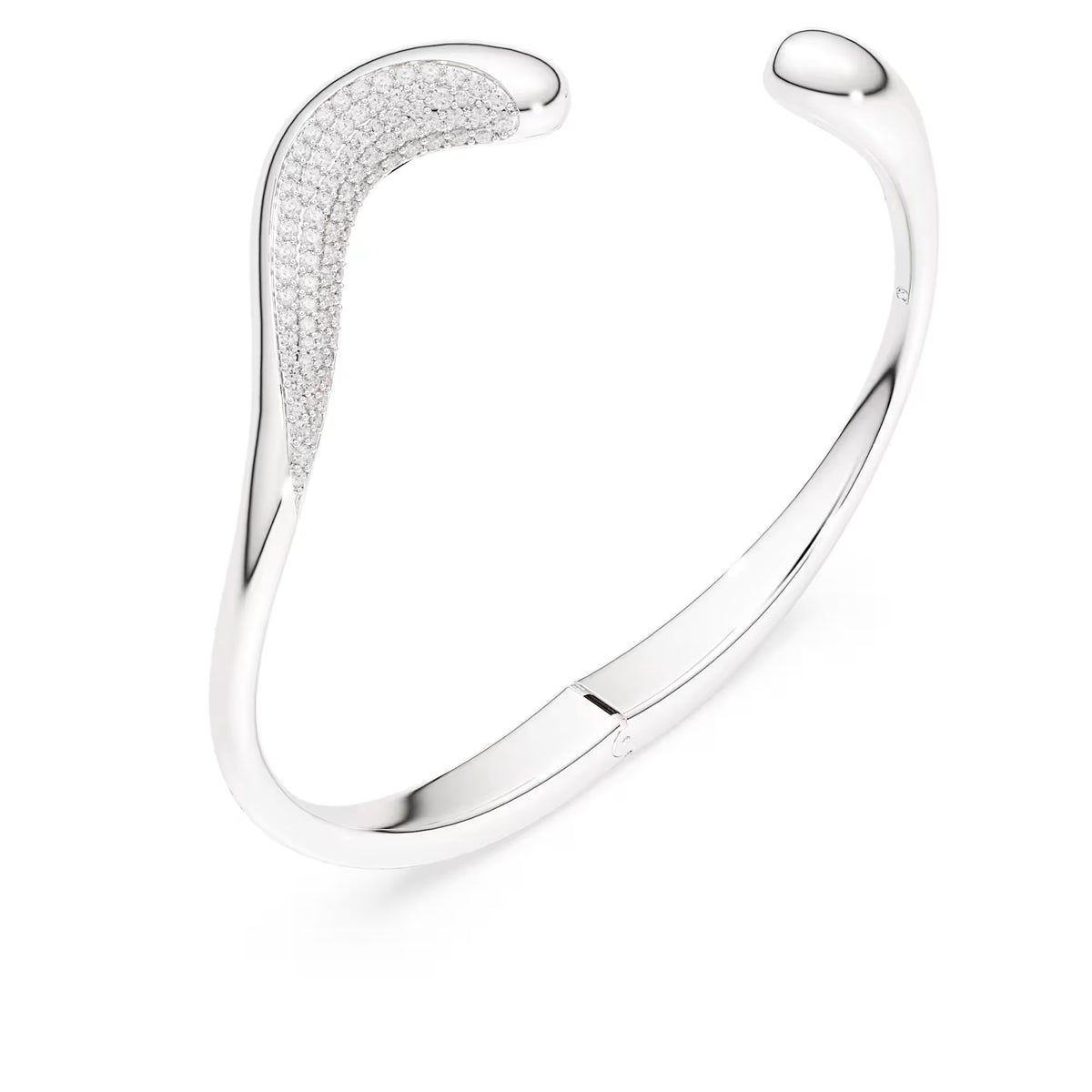 Swarovski Classica bangle, Open, Round cut, White, Sterling silver