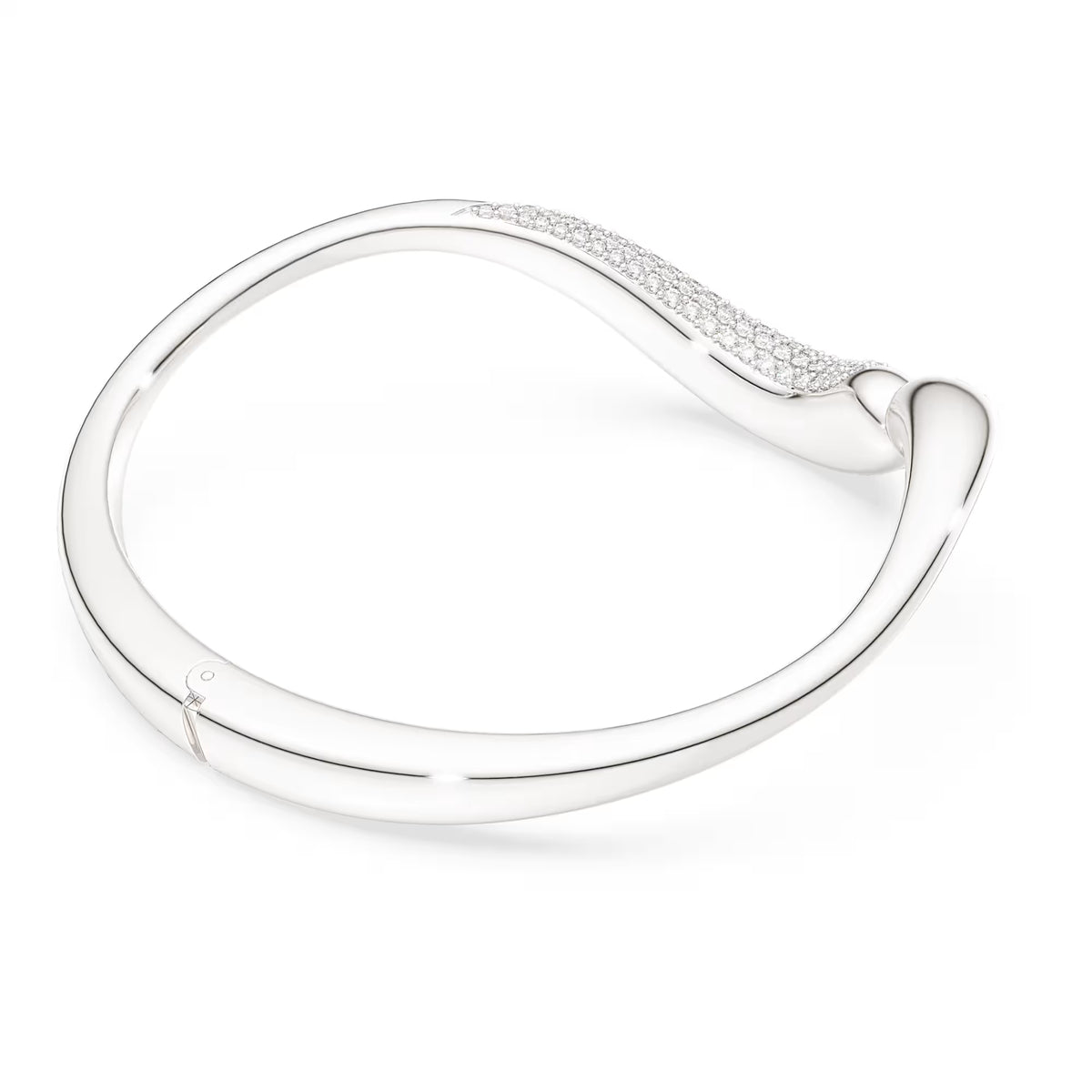 Swarovski Classica bangle, Open, Round cut, White, Sterling silver