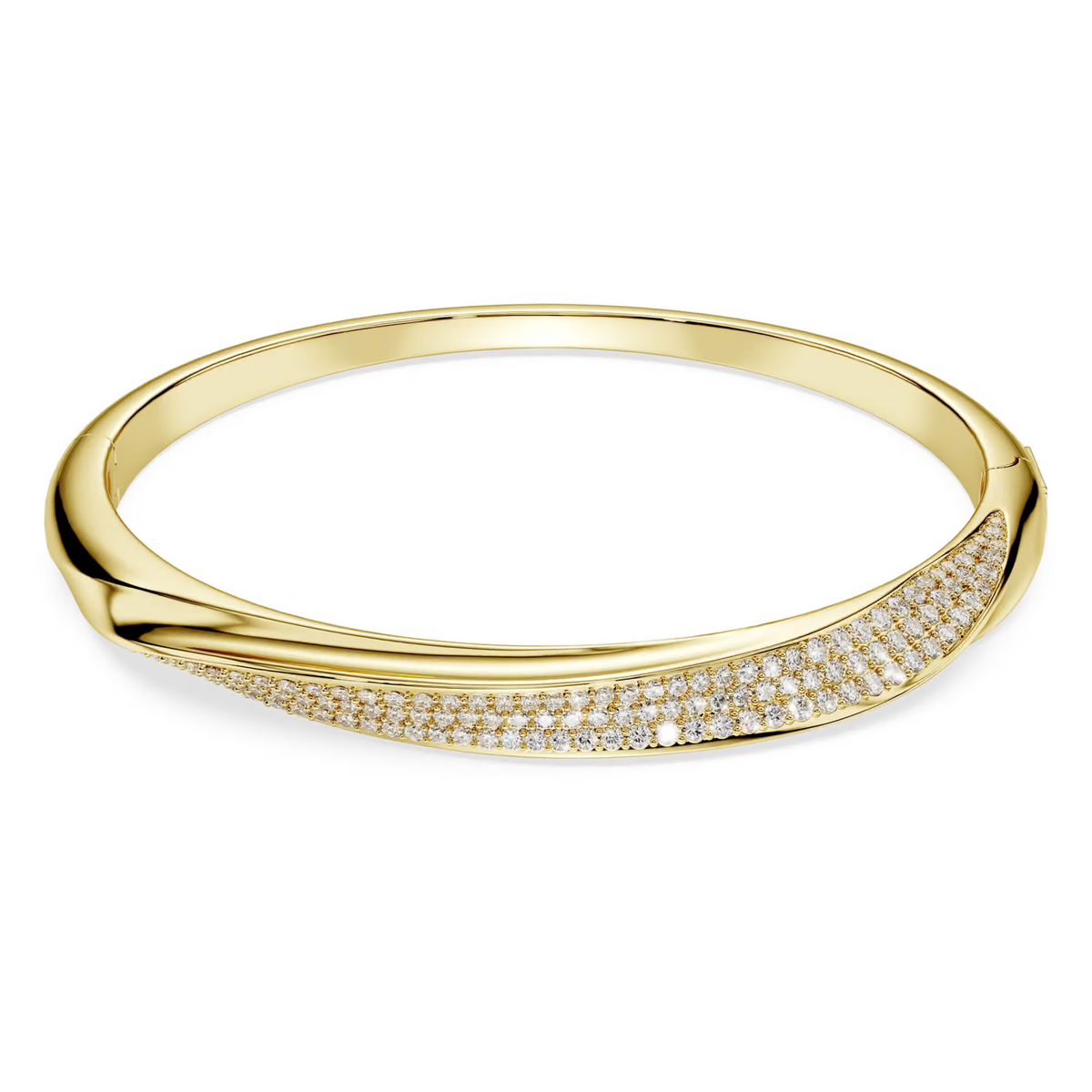 Swarovski Classica bangle, Round cut, White, Sterling silver, 18K gold finish