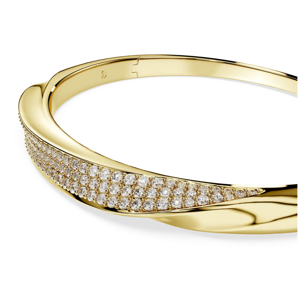 Swarovski Classica bangle, Round cut, White, Sterling silver, 18K gold finish