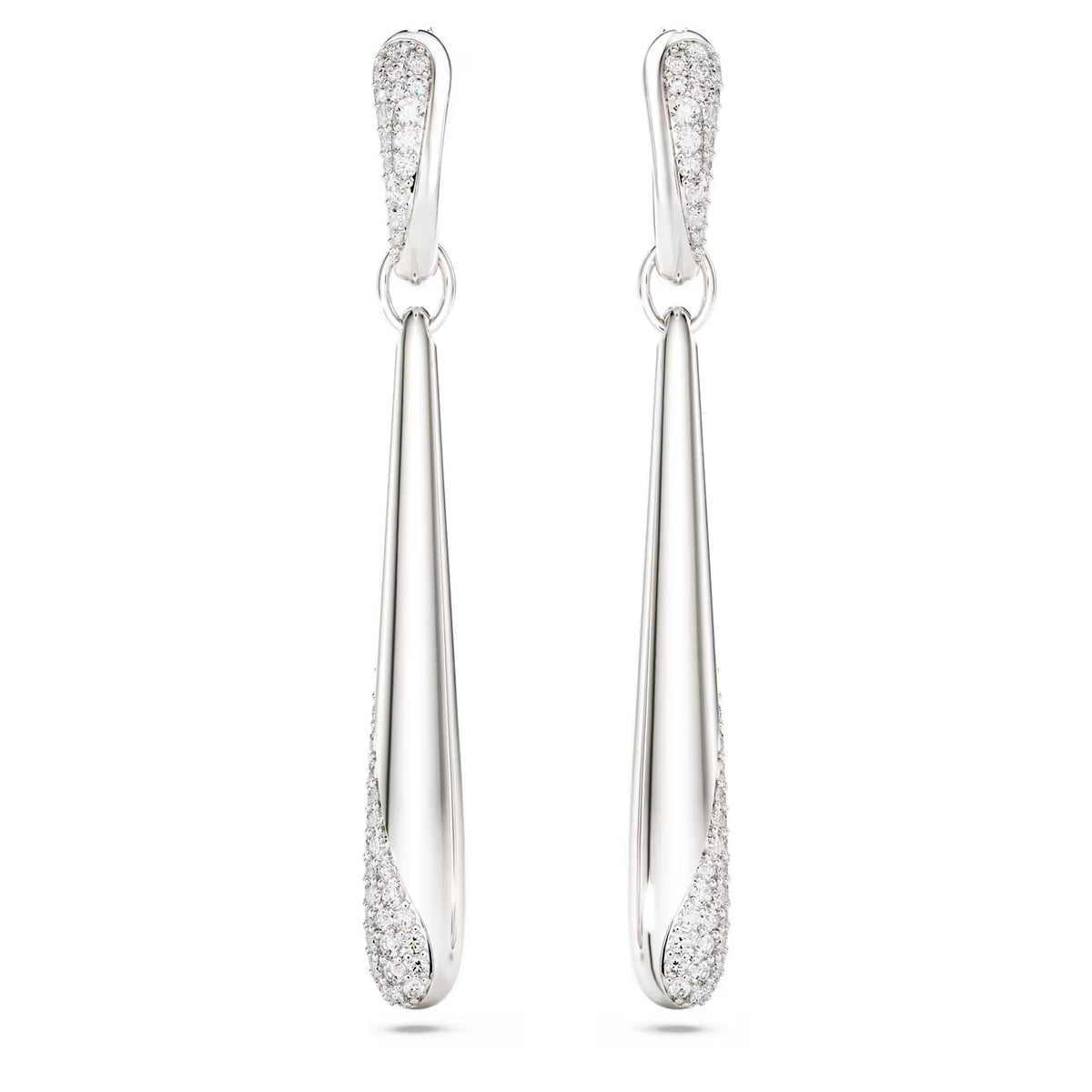 Classica drop and hoop earrings, Round cut, White, Sterling silver