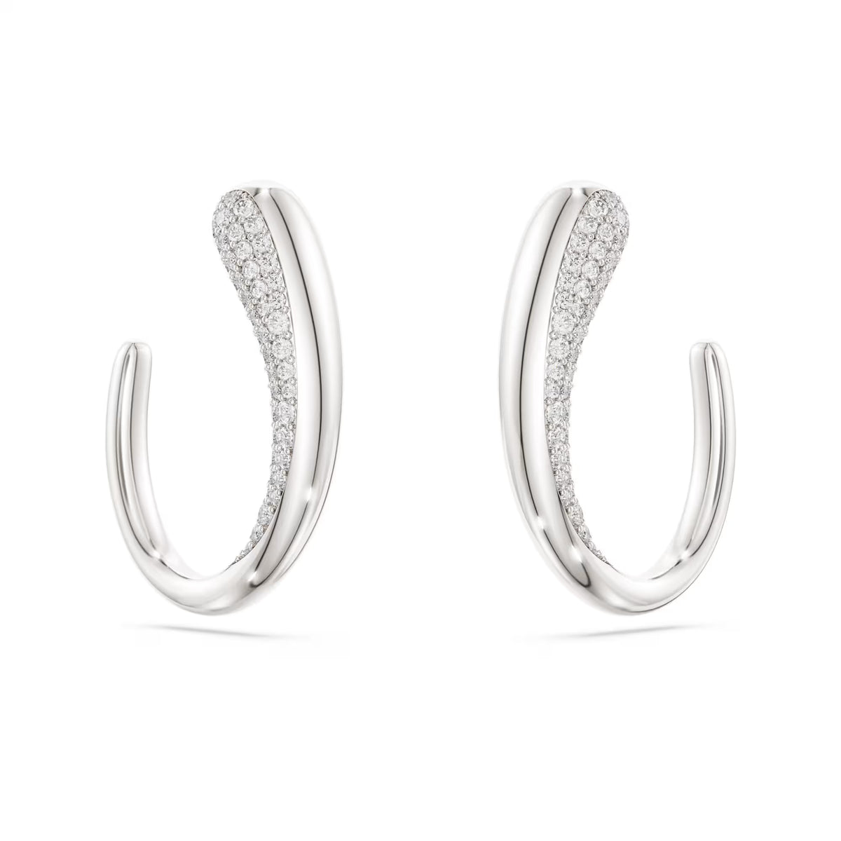 Swarovski Classica hoop earrings, Round cut, White, Sterling silver