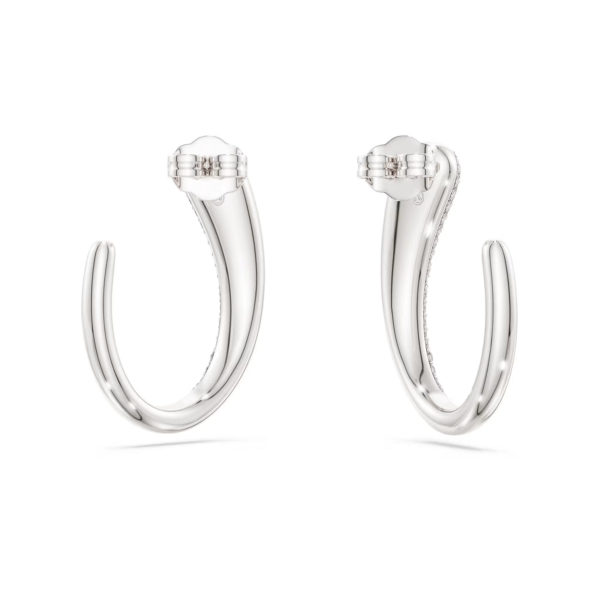 Swarovski Classica hoop earrings, Round cut, White, Sterling silver