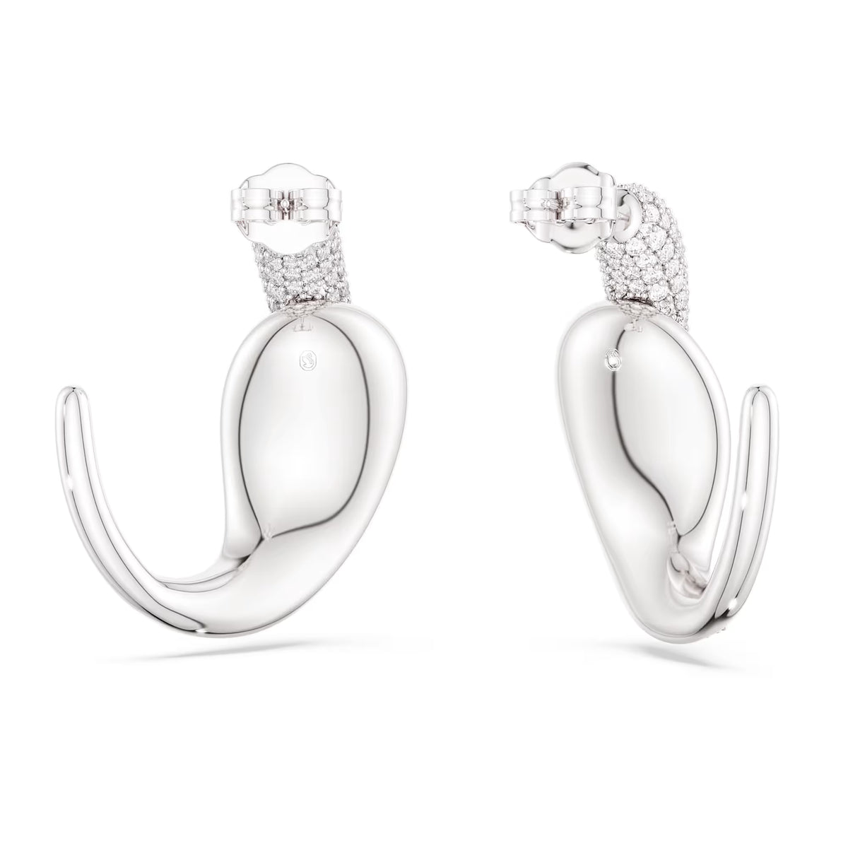 Swarovski Classica hoop earrings, Statement, Round cut, White, Sterling silver