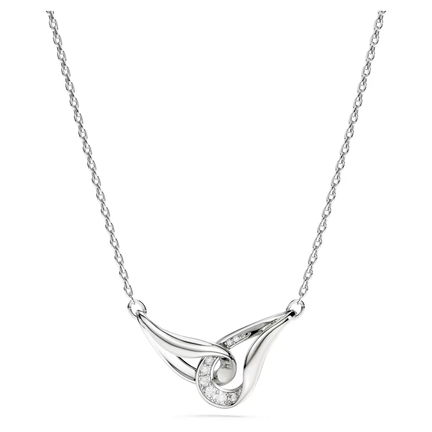 Swarovski Classica pendant, Round cut, Interlocking, White, Sterling silver