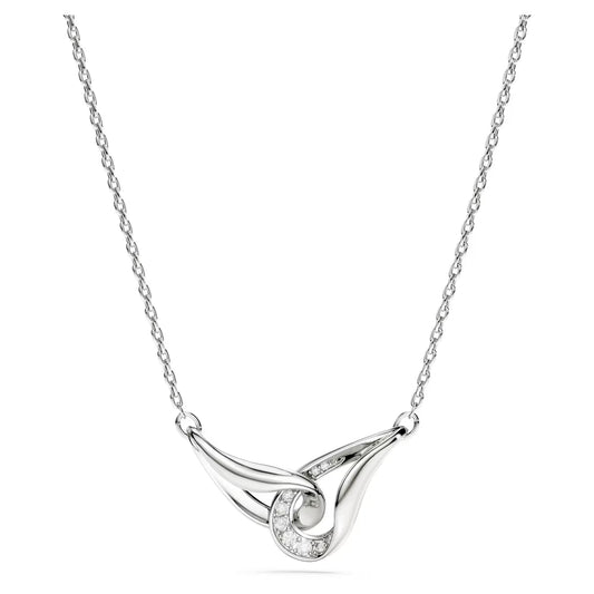 Swarovski Classica pendant, Round cut, Interlocking, White, Sterling silver