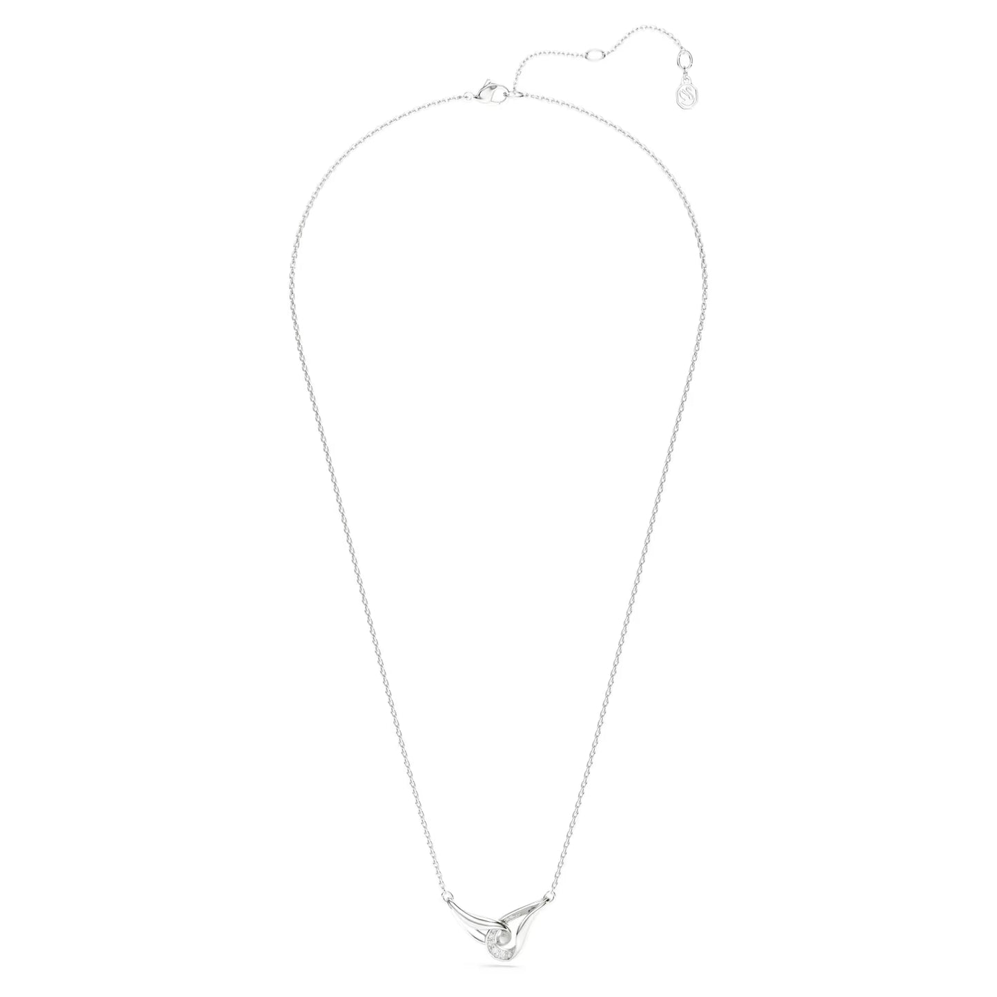 Swarovski Classica pendant, Round cut, Interlocking, White, Sterling silver