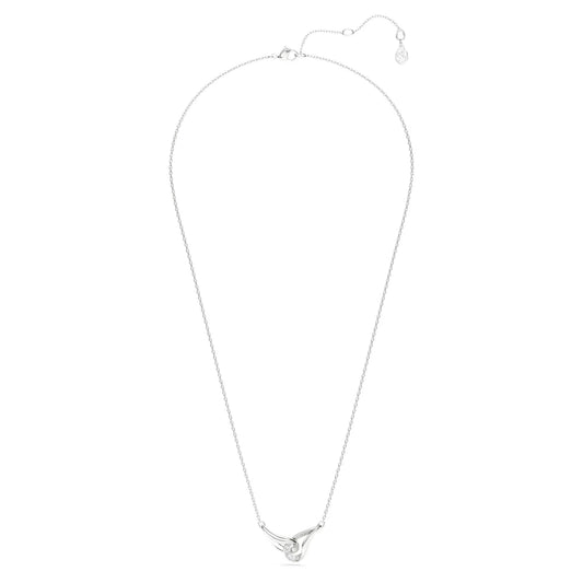 Swarovski Classica pendant, Round cut, Interlocking, White, Sterling silver