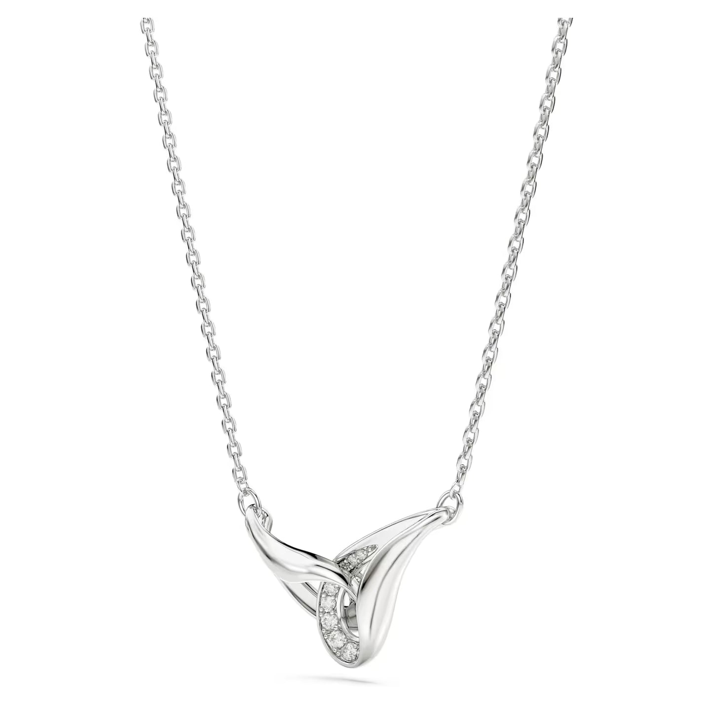 Swarovski Classica pendant, Round cut, Interlocking, White, Sterling silver