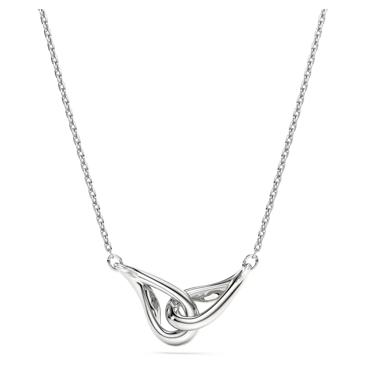 Swarovski Classica pendant, Round cut, Interlocking, White, Sterling silver