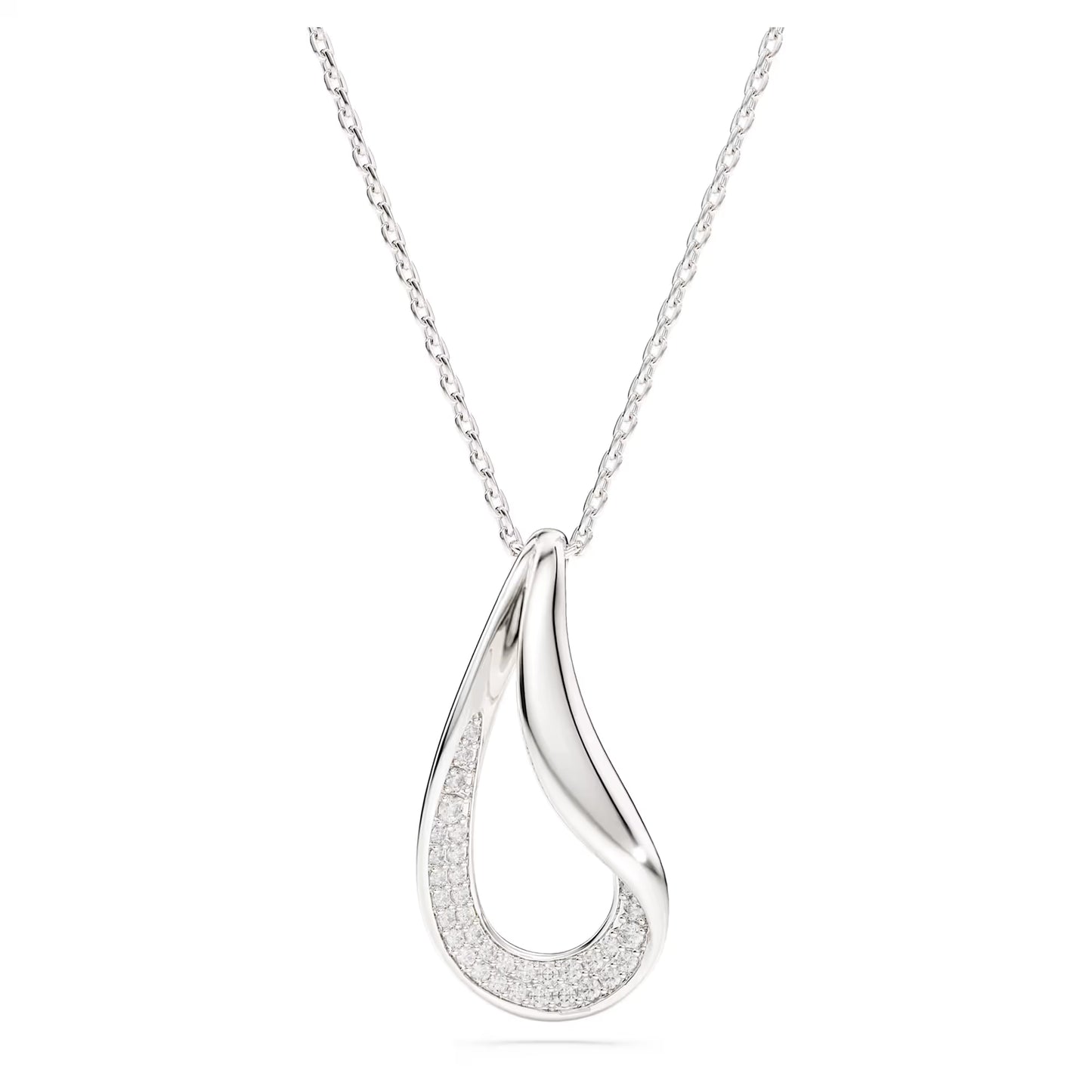 Swarovski Classica pendant, Round cut, Long, White, Sterling silver