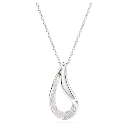 Swarovski Classica pendant, Round cut, Long, White, Sterling silver
