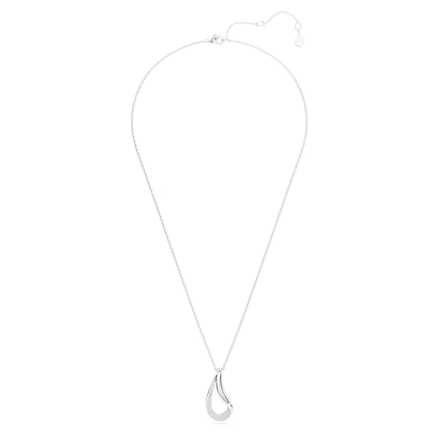 Swarovski Classica pendant, Round cut, Long, White, Sterling silver