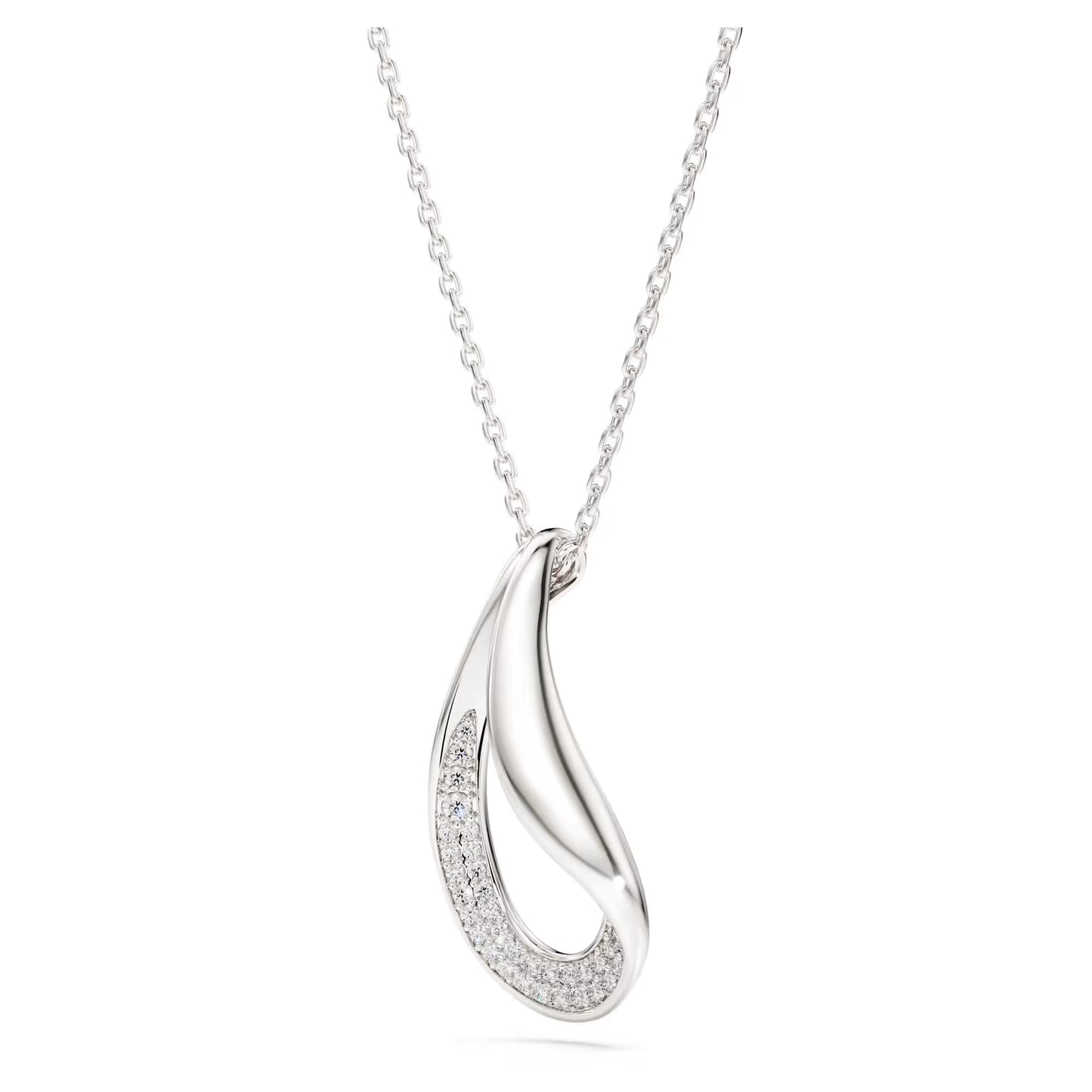 Swarovski Classica pendant, Round cut, Long, White, Sterling silver