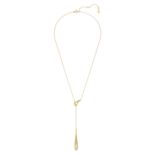 Swarovski Classica Y pendant, Round cut, White, Sterling silver, 18K gold finish