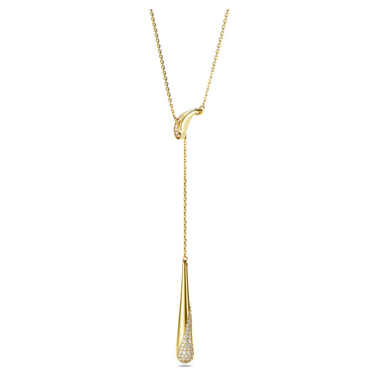 Swarovski Classica Y pendant, Round cut, White, Sterling silver, 18K gold finish