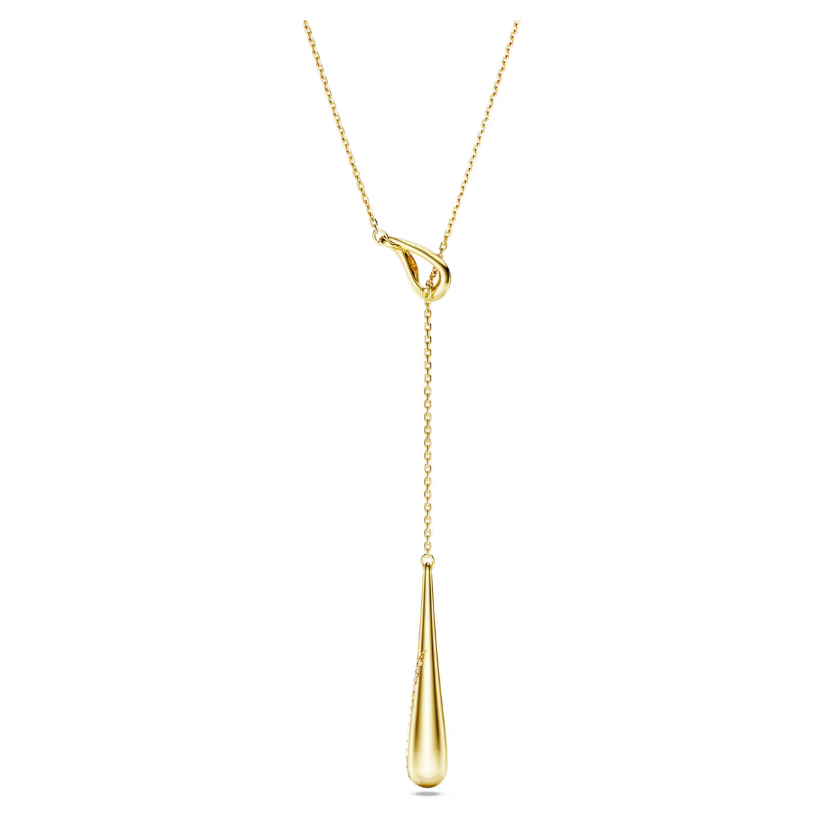 Swarovski Classica Y pendant, Round cut, White, Sterling silver, 18K gold finish