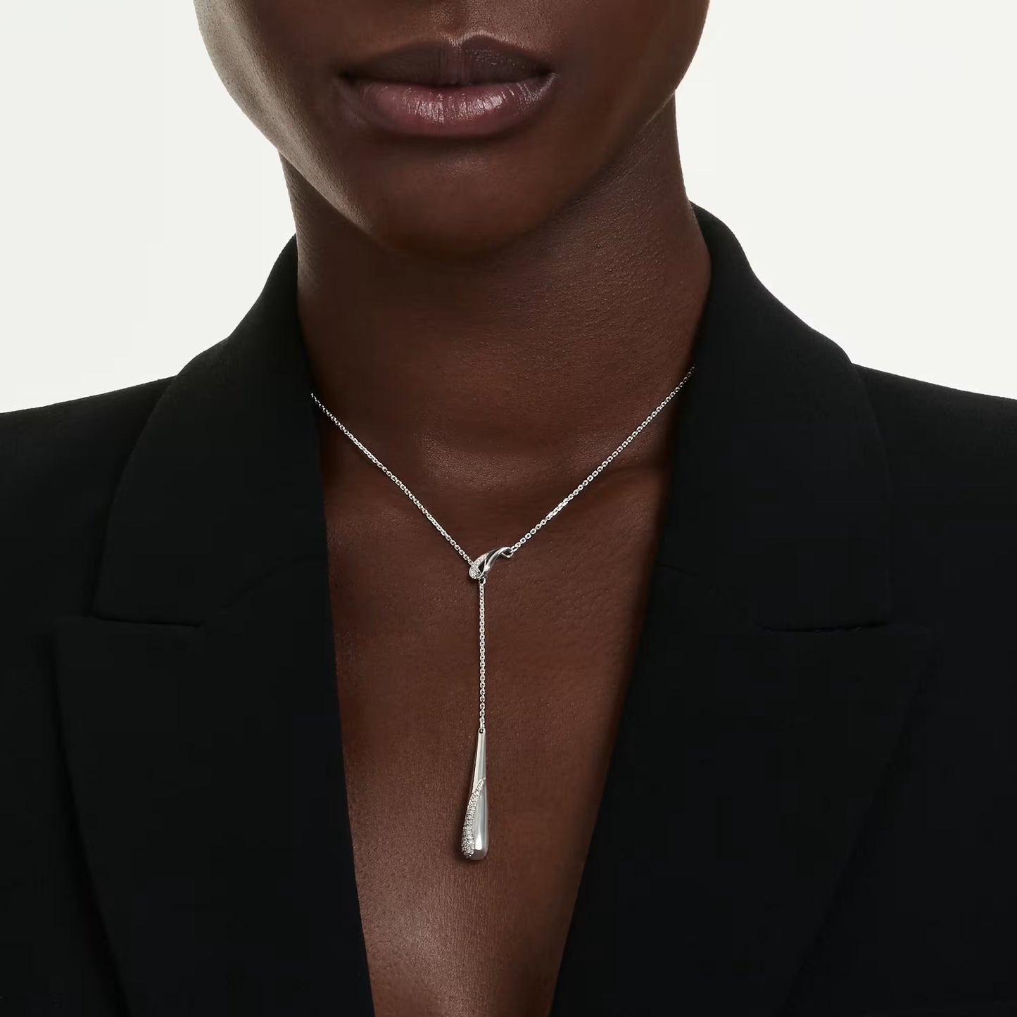 Swarovski Classica Y pendant, Round cut, White, Sterling silver