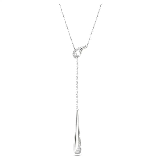Swarovski Classica Y pendant, Round cut, White, Sterling silver