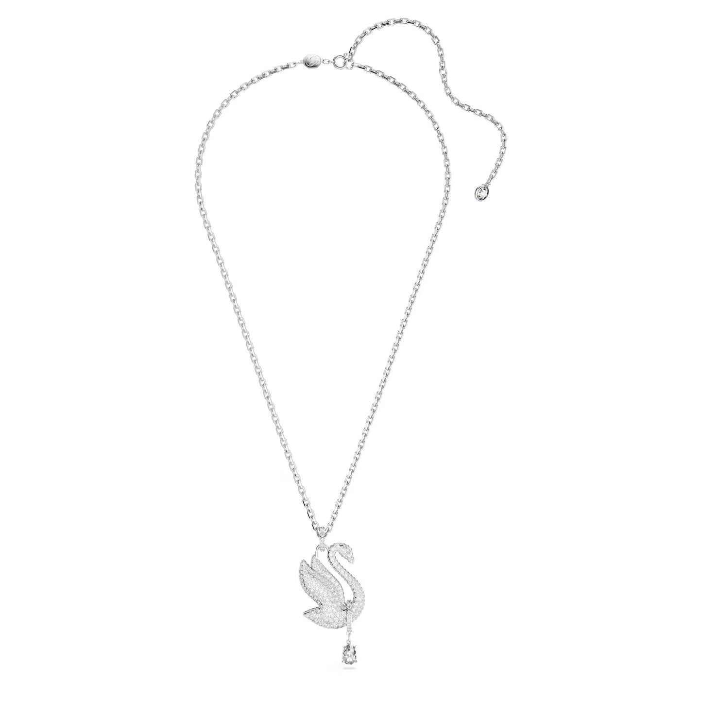 Swarovski Iconic Swan necklace, Swan, Long, White, Rhodium plated