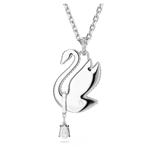 Swarovski Iconic Swan necklace, Swan, Long, White, Rhodium plated