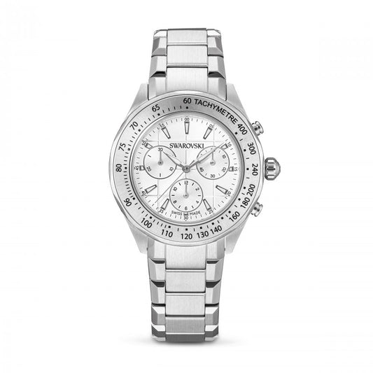 Dextera tachymetre watch, Swiss Made, Metal bracelet, Silver tone, Stainless steel
