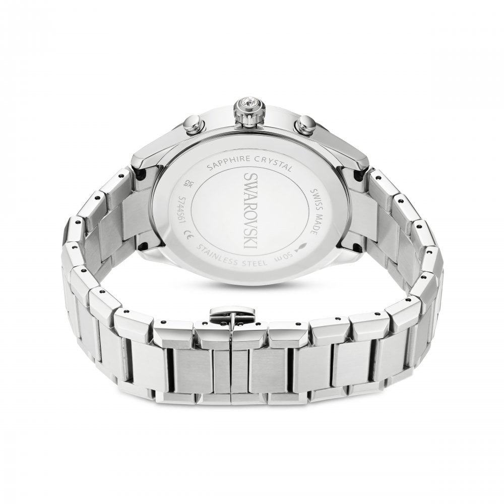 Dextera tachymetre watch, Swiss Made, Metal bracelet, Silver tone, Stainless steel