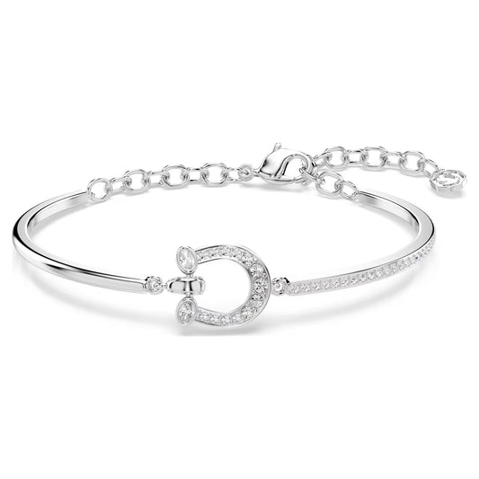 Symbolica bracelet, Pavé, Horseshoe, White, Rhodium plated