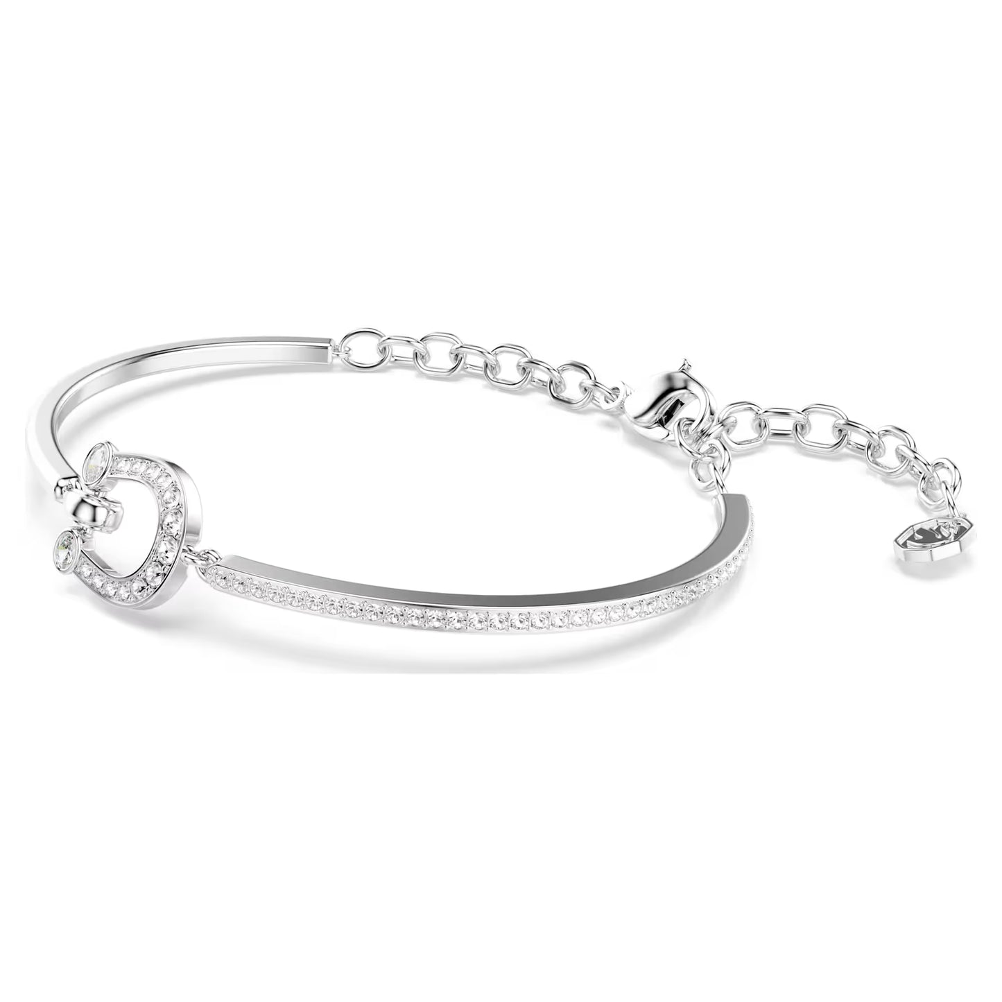 Symbolica bracelet, Pavé, Horseshoe, White, Rhodium plated