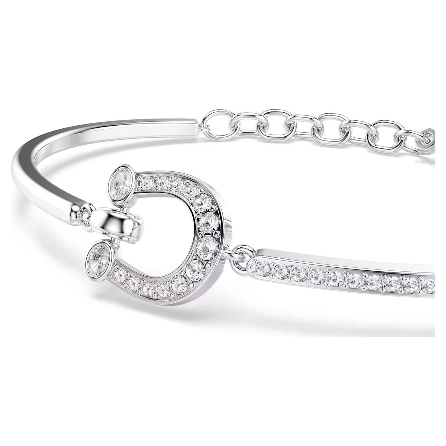 Symbolica bracelet, Pavé, Horseshoe, White, Rhodium plated