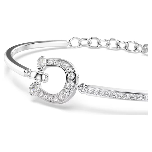 Symbolica bracelet, Pavé, Horseshoe, White, Rhodium plated