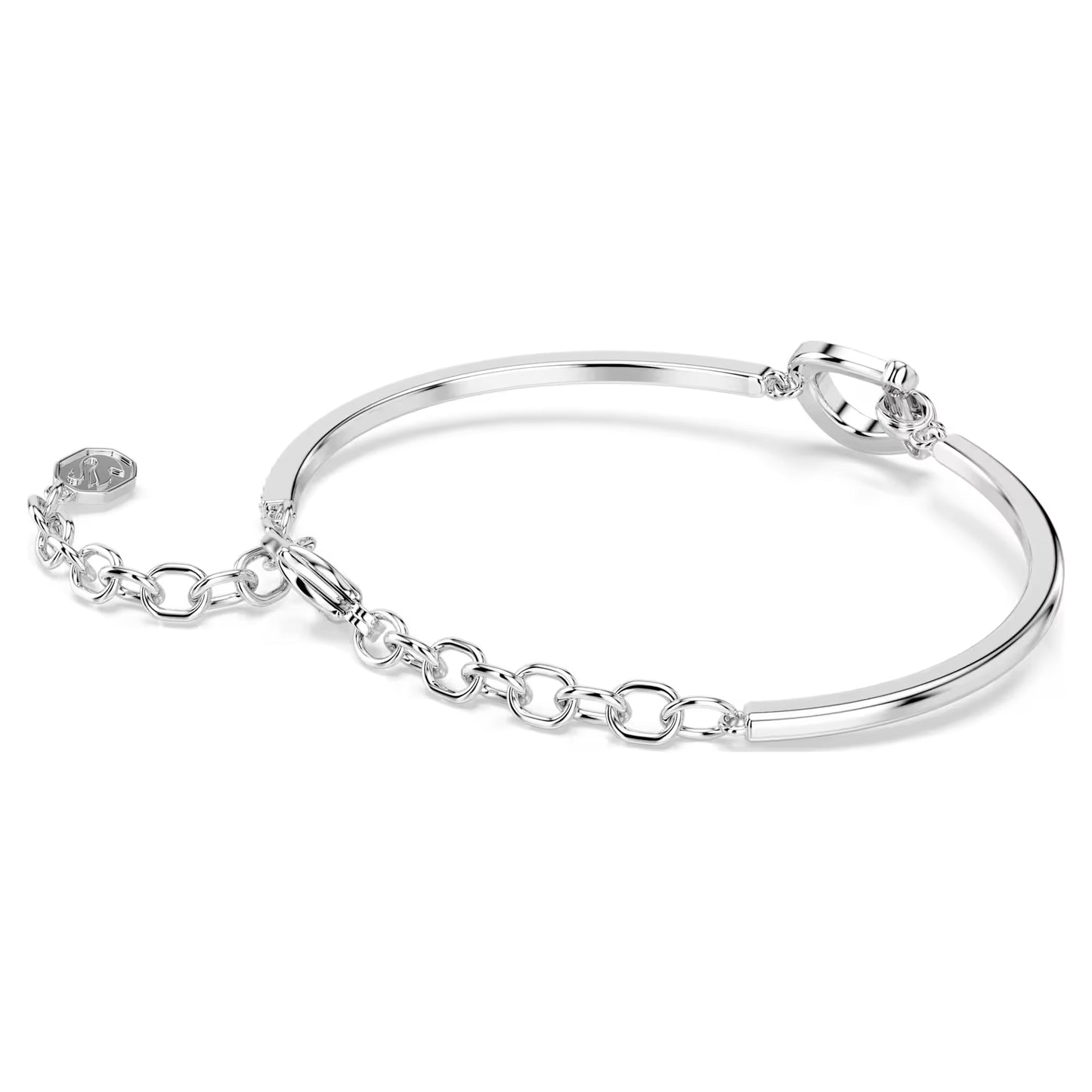 Symbolica bracelet, Pavé, Horseshoe, White, Rhodium plated