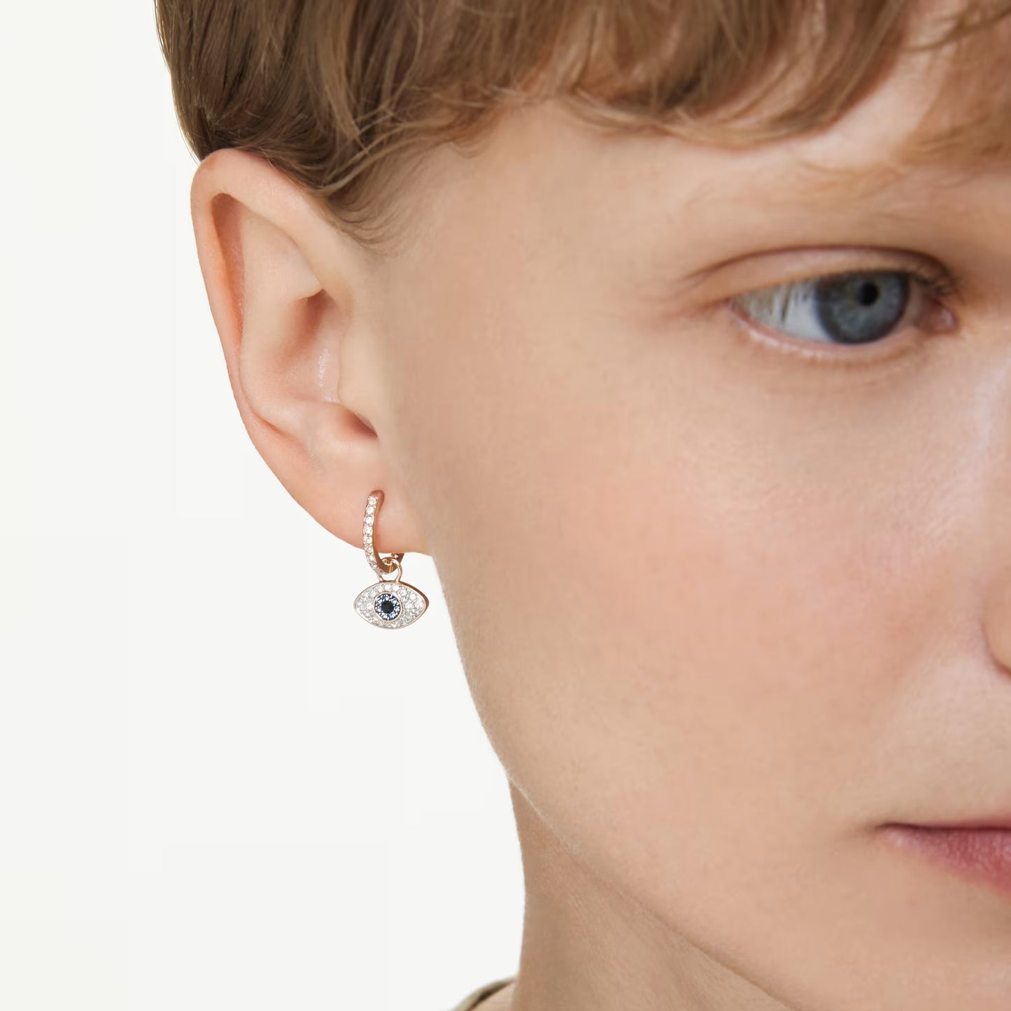 Symbolica drop earrings, Eye, Multicolored, Rose gold-tone plated