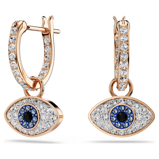 Symbolica drop earrings, Eye, Multicolored, Rose gold-tone plated