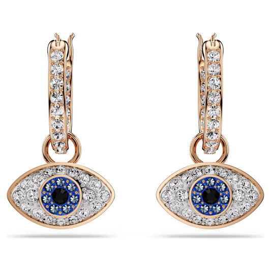 Symbolica drop earrings, Eye, Multicolored, Rose gold-tone plated