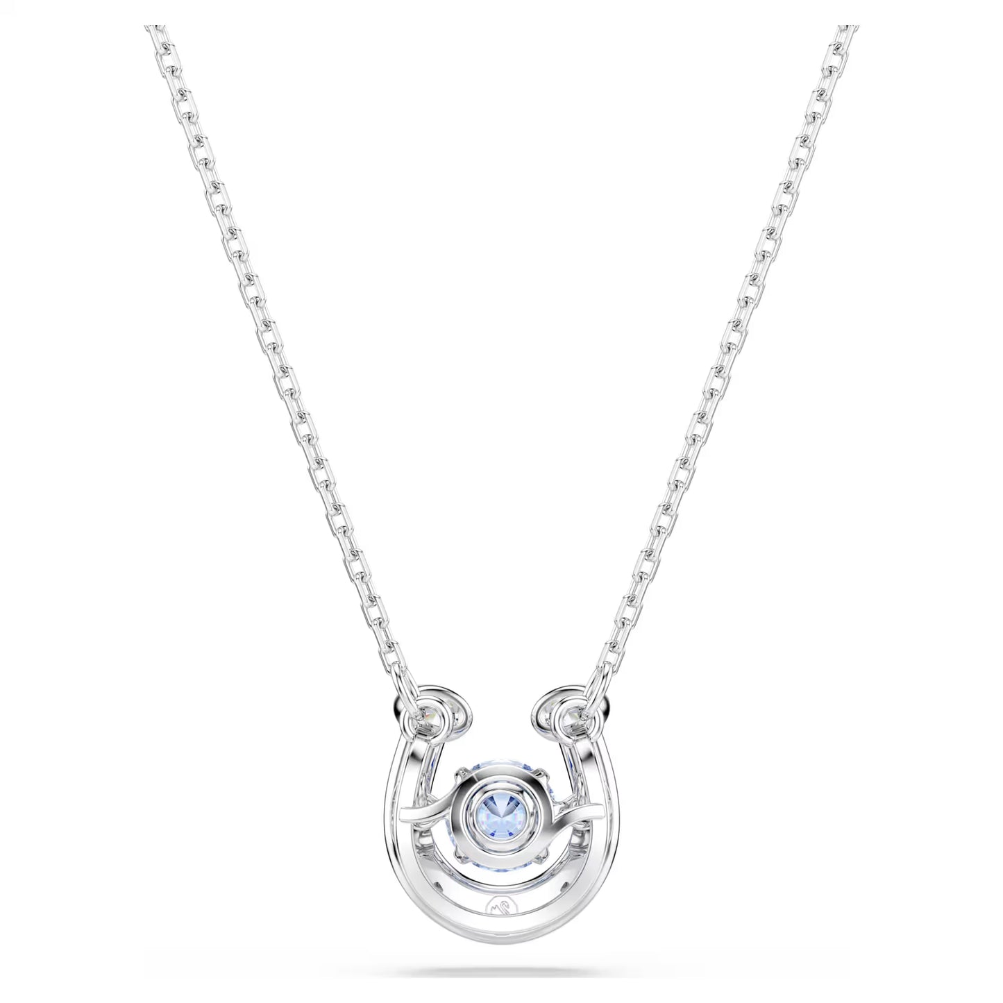 Symbolica pendant, Round cut, Pavé, Horse shoe, Blue, Rhodium plated