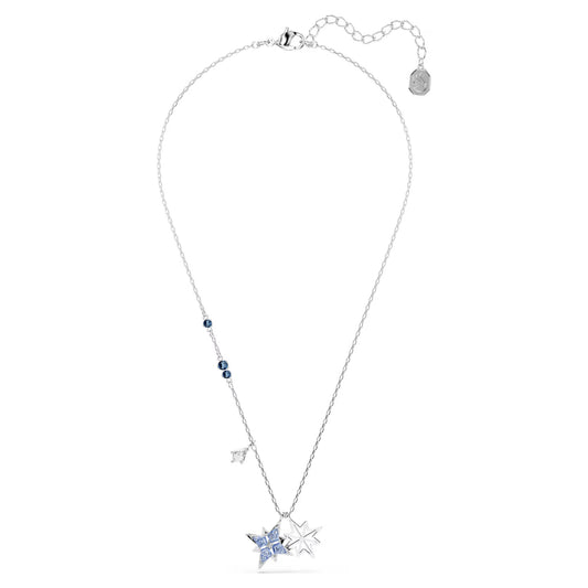 Symbolica pendant, Star, Blue, Rhodium plated