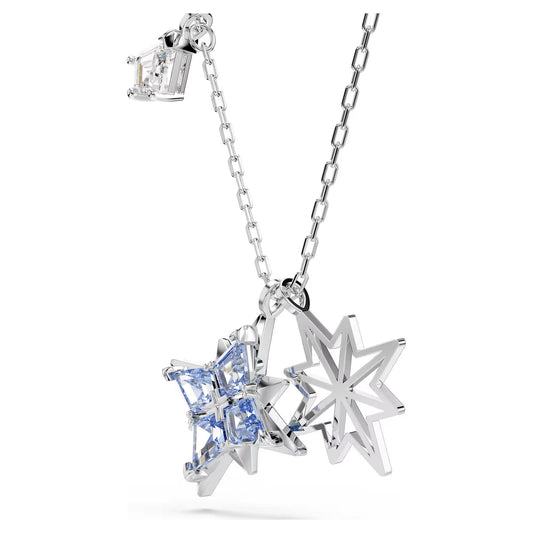 Symbolica pendant, Star, Blue, Rhodium plated