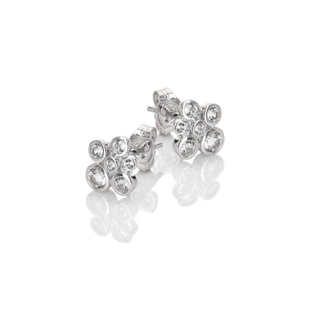 Silver CZ Cluster Earrings