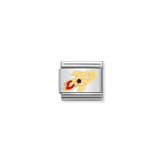18ct Gold & Enamel Red Rocket Ship Charm