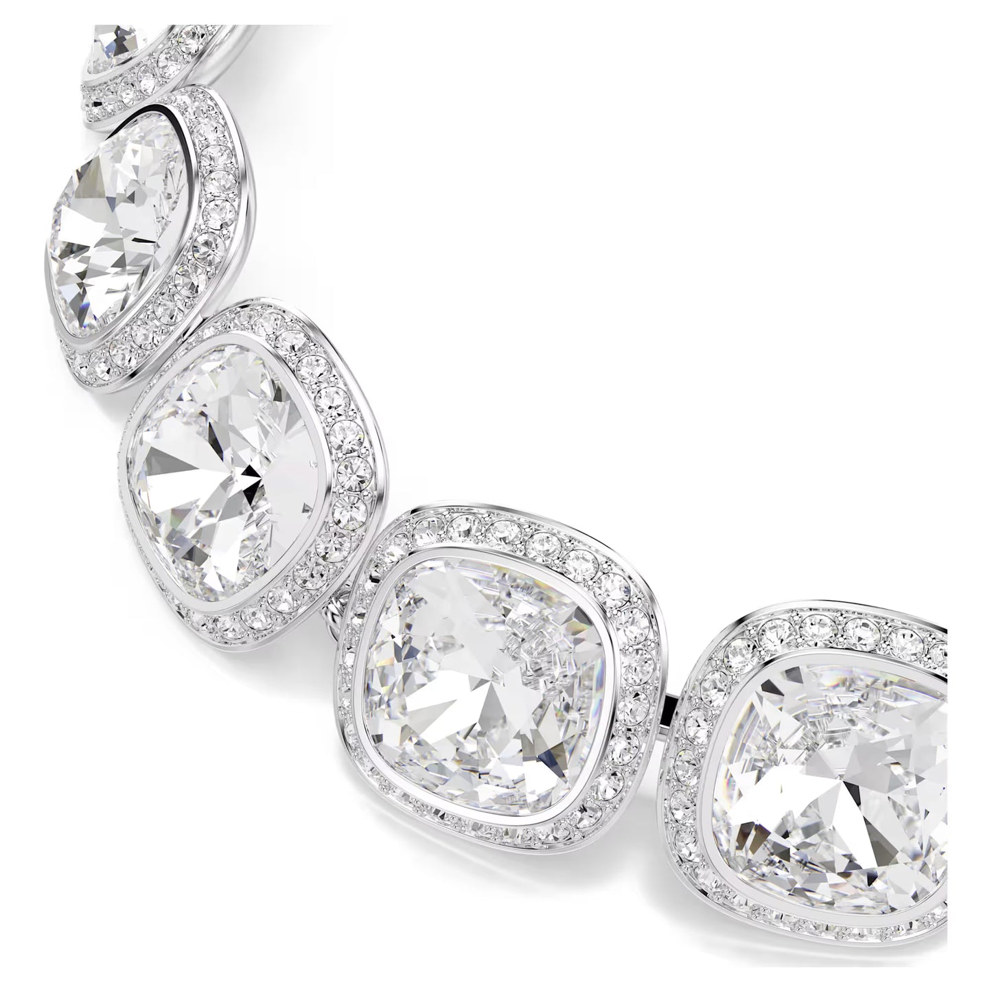 Una Angelic bracelet Cushion cut, White, Rhodium plated