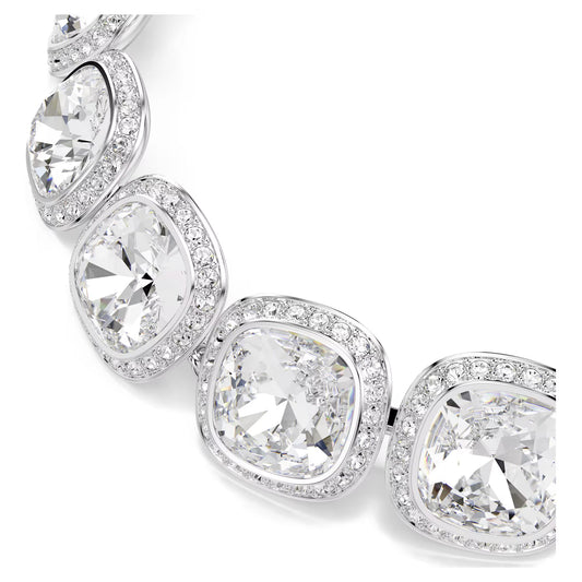 Una Angelic bracelet Cushion cut, White, Rhodium plated
