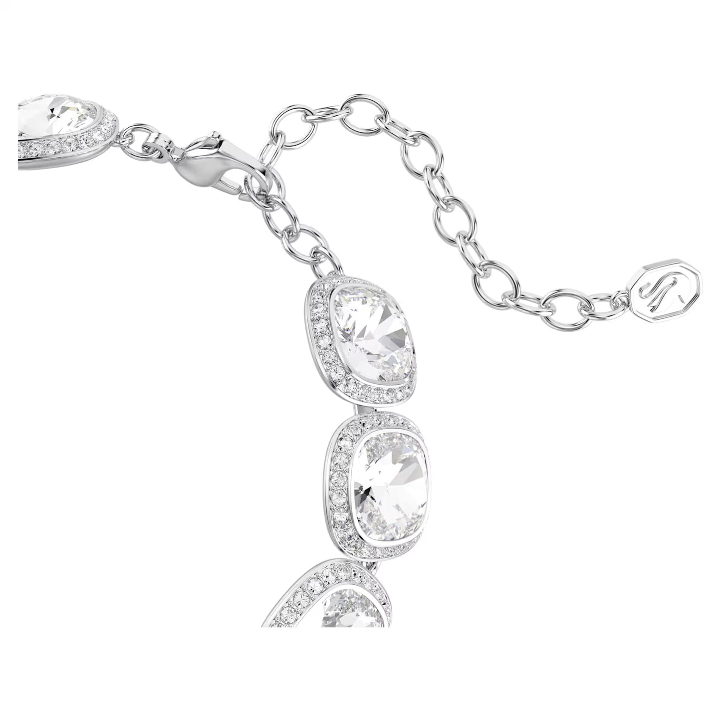 Una Angelic bracelet Cushion cut, White, Rhodium plated