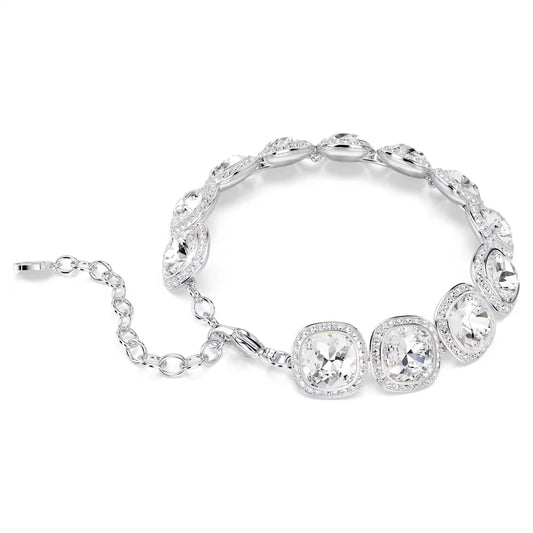Una Angelic bracelet Cushion cut, White, Rhodium plated