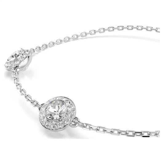 Una Angelic bracelet, Round cut, Double sided motifs, White, Rhodium plated